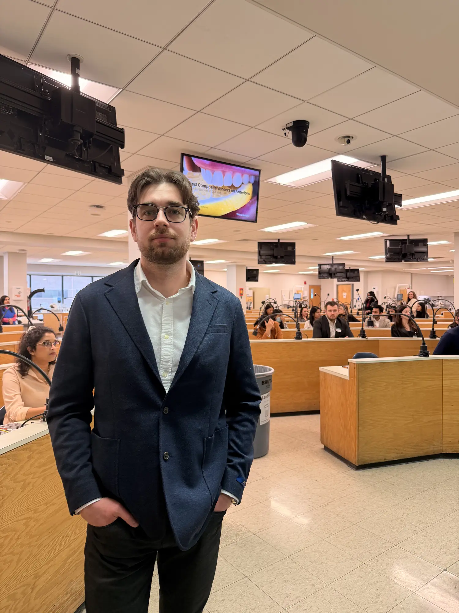 Dr. Volodymyr Kachmar at the ADEA Advanced Standing Day at Tufts University School of Dental Medicine, 2026.